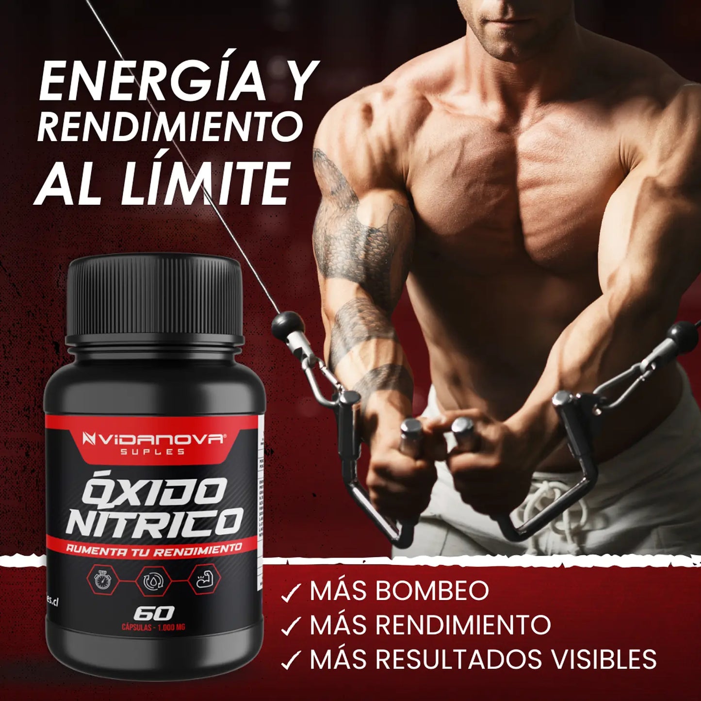 Óxido Nítrico – Rendimiento y Vascularización al Máximo 1000MG 60 CAPS